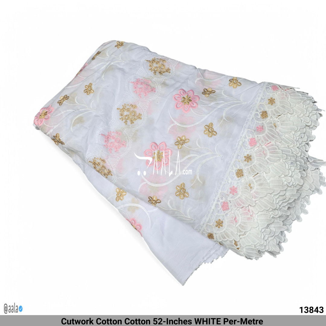 Cutwork Cotton Cotton 52-Inches WHITE Per-Metre #13843