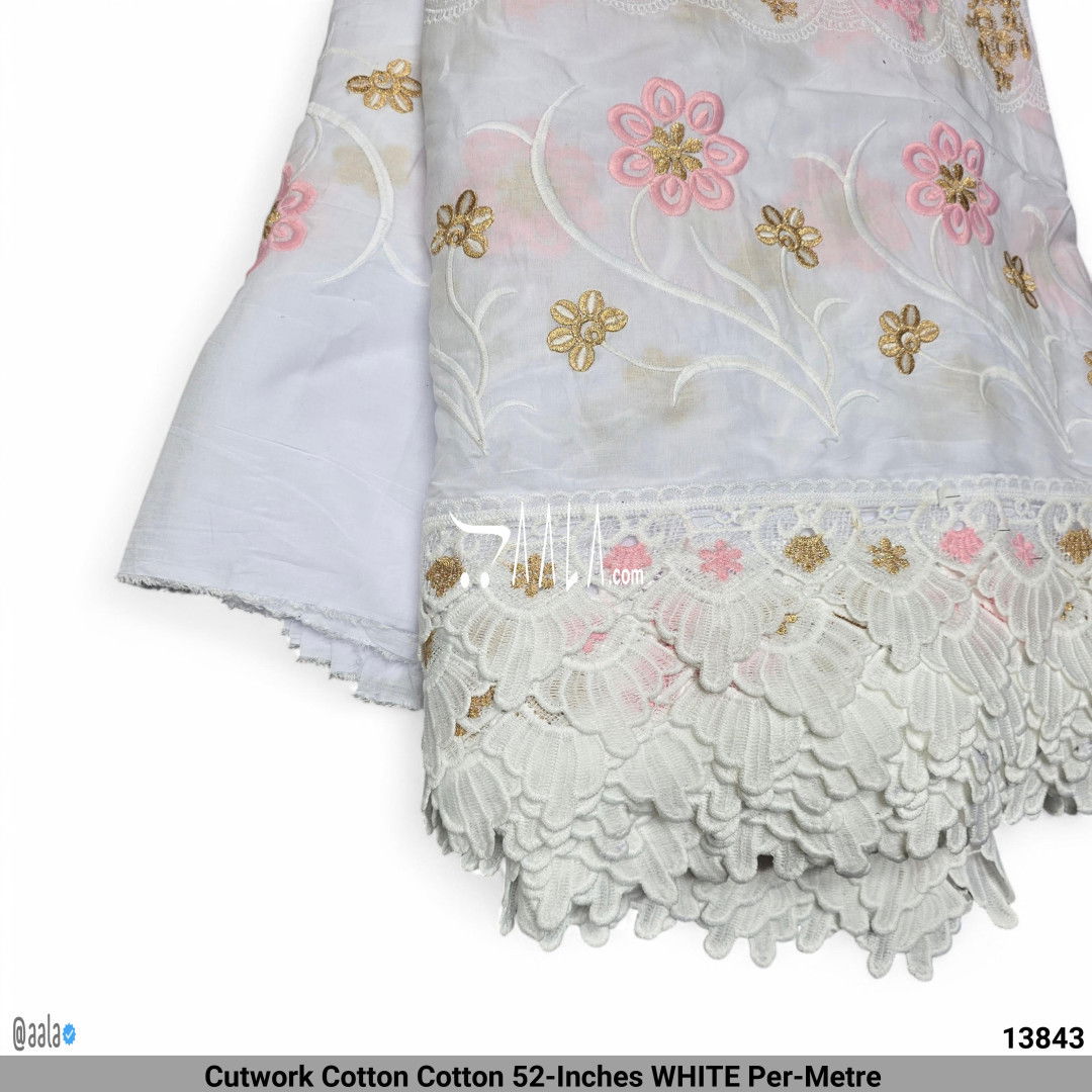 Cutwork Cotton Cotton 52-Inches WHITE Per-Metre #13843