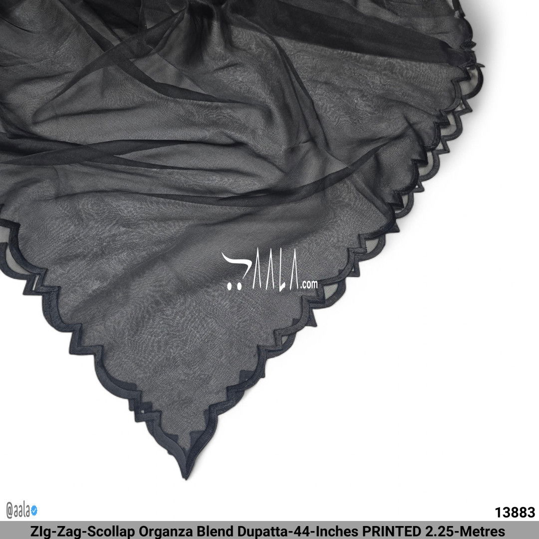 ZIg-Zag-Scollap Organza Blend Dupatta-44-Inches PRINTED 2.25-Metres #13883