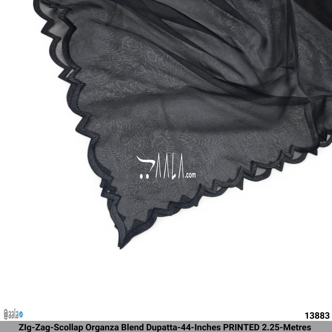 ZIg-Zag-Scollap Organza Blend Dupatta-44-Inches PRINTED 2.25-Metres #13883