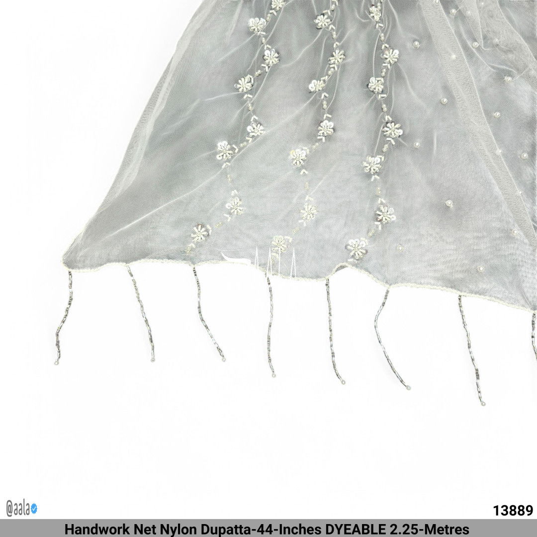 Handwork Net Nylon Dupatta-44-Inches DYEABLE 2.25-Metres #13889