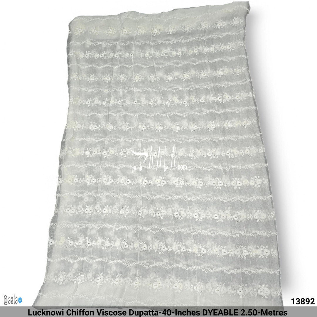 Lucknowi Chiffon Viscose Dupatta-40-Inches DYEABLE 2.50-Metres 