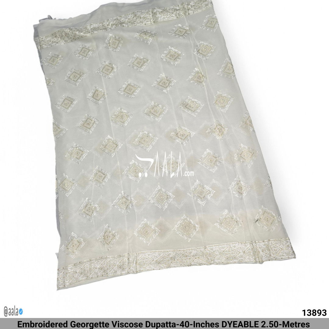 Embroidered Georgette Viscose Dupatta-40-Inches DYEABLE 2.50-Metres #13893