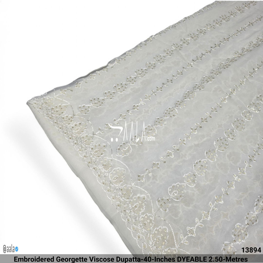Embroidered Georgette Viscose Dupatta-40-Inches DYEABLE 2.50-Metres #13894