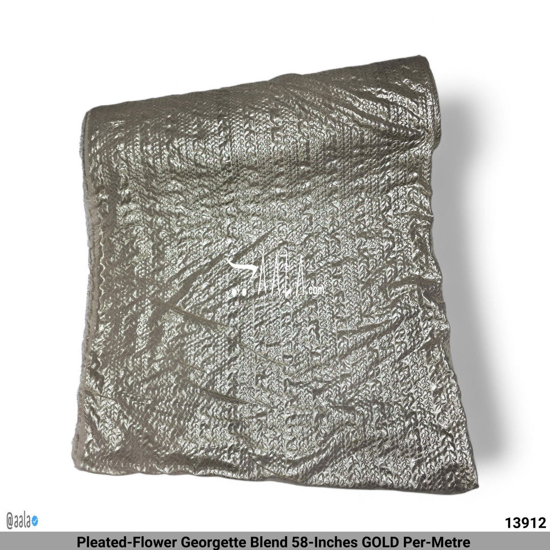 Pleated-Flower Georgette Blend 58-Inches GOLD Per-Metre #13912