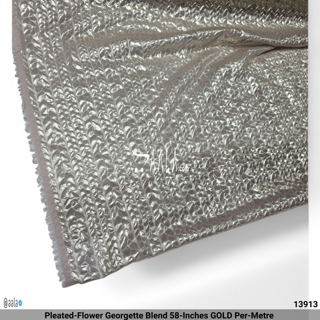 Pleated-Flower Georgette Blend 58-Inches GOLD Per-Metre #13913