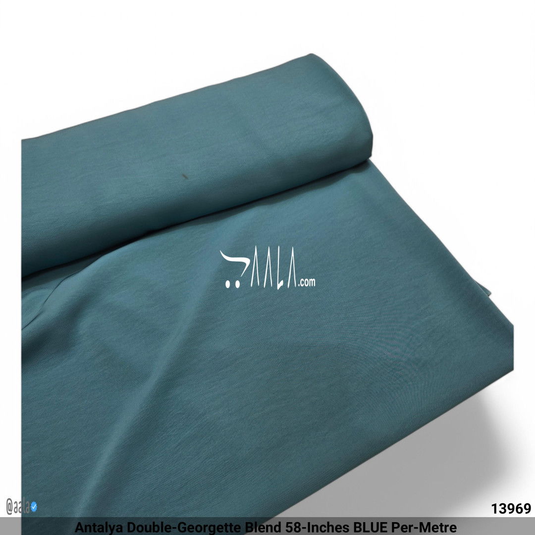 Antalya Double-Georgette Blend 58-Inches BLUE Per-Metre #13969