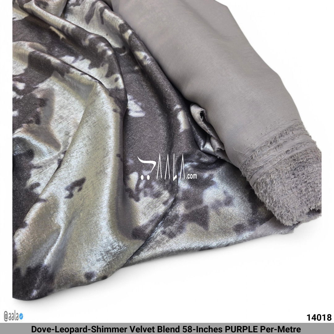 Dove-Leopard-Shimmer Velvet Blend 58-Inches PURPLE Per-Metre #14018