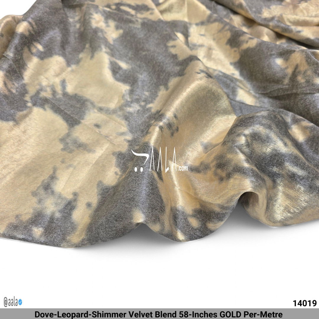 Dove-Leopard-Shimmer Velvet Blend 58-Inches GOLD Per-Metre #14019