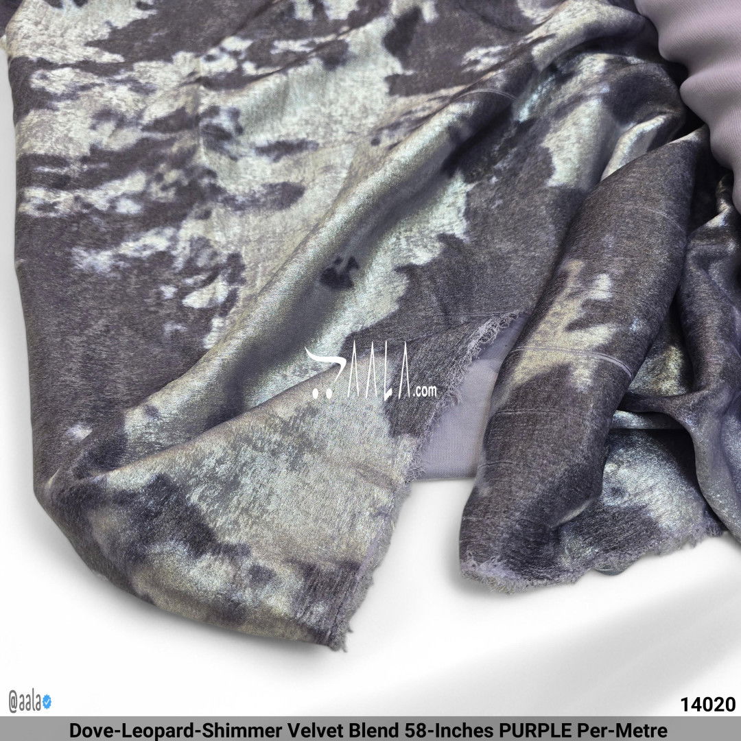 Dove-Leopard-Shimmer Velvet Blend 58-Inches PURPLE Per-Metre #14020