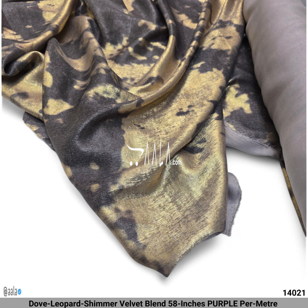 Dove-Leopard-Shimmer Velvet Blend 58-Inches PURPLE Per-Metre #14021