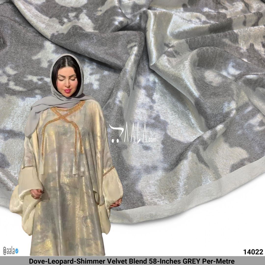 Dove-Leopard-Shimmer Velvet Blend 58-Inches GREY Per-Metre #14022