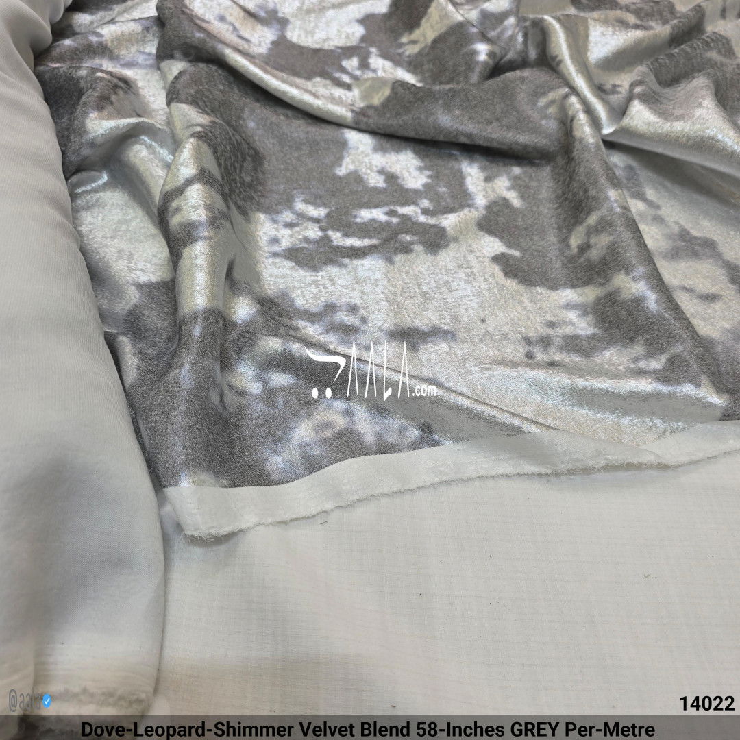 Dove-Leopard-Shimmer Velvet Blend 58-Inches GREY Per-Metre #14022