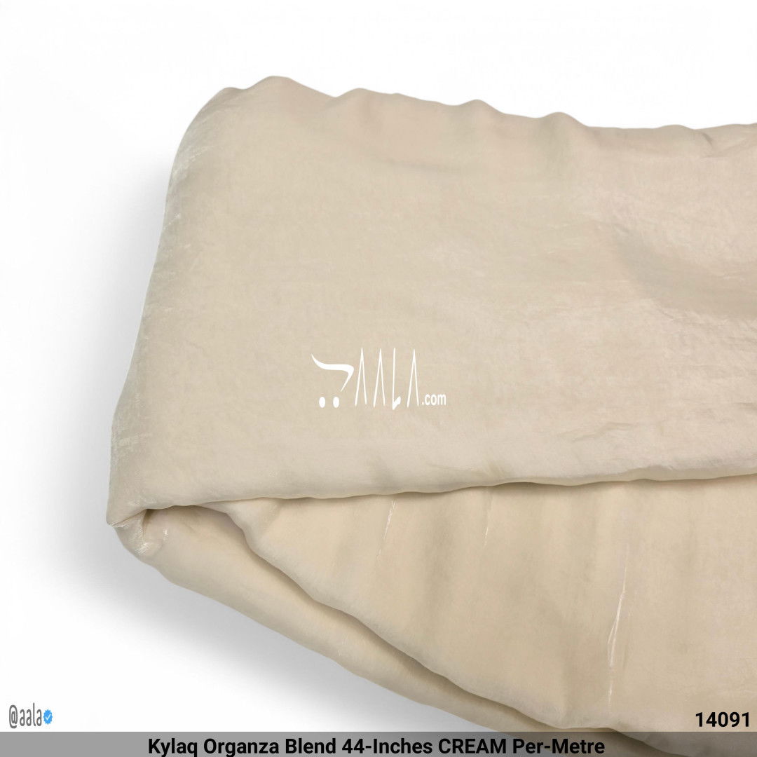 Kylaq Organza Blend 44-Inches CREAM Per-Metre #14091