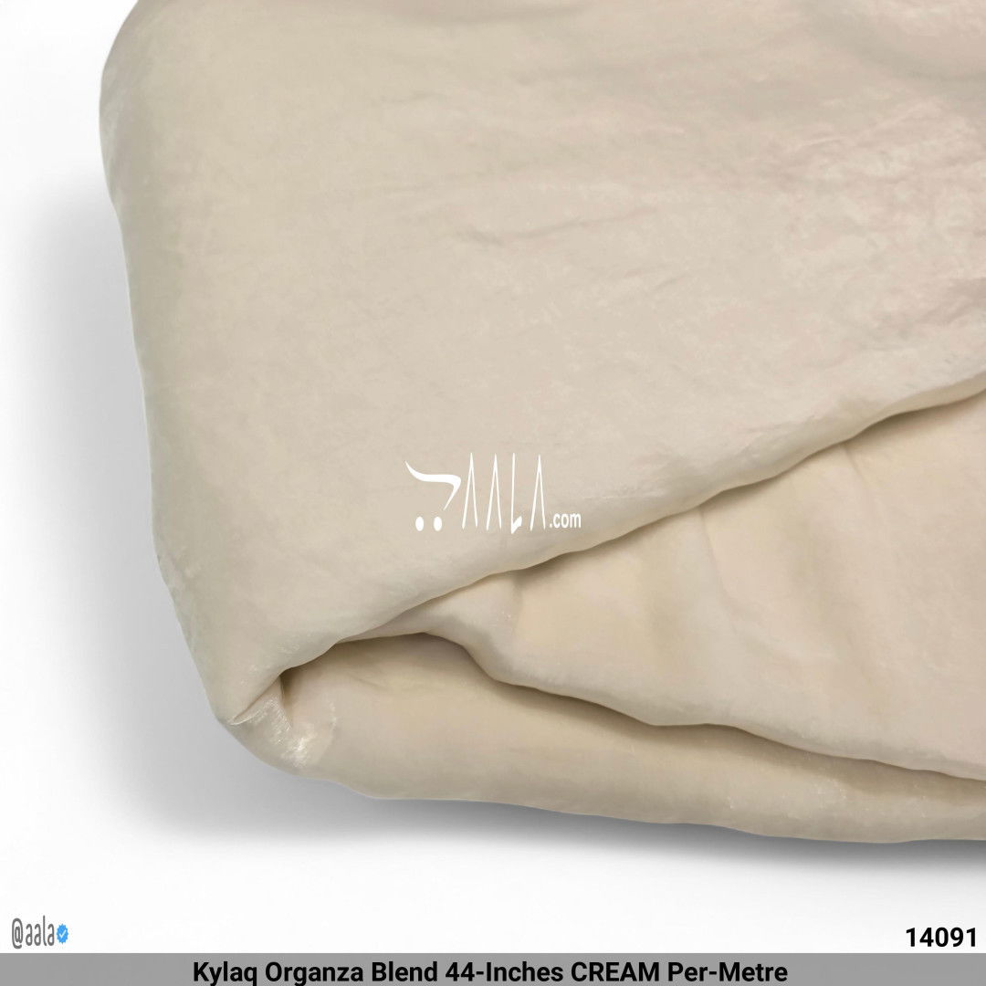 Kylaq Organza Blend 44-Inches CREAM Per-Metre #14091