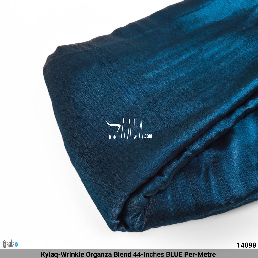 Kylaq-Wrinkle Organza Blend 44-Inches BLUE Per-Metre #14098