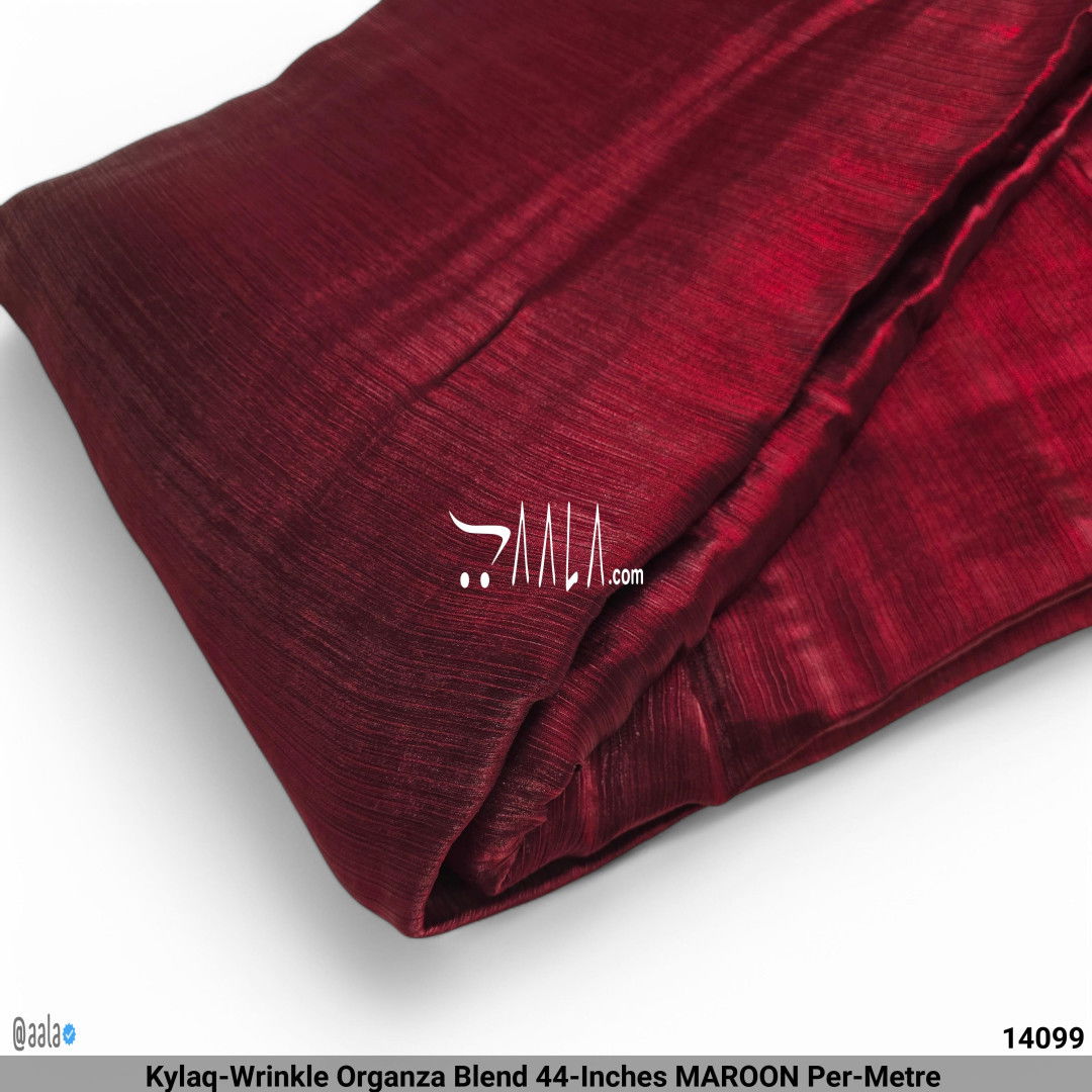 Kylaq-Wrinkle Organza Blend 44-Inches MAROON Per-Metre #14099
