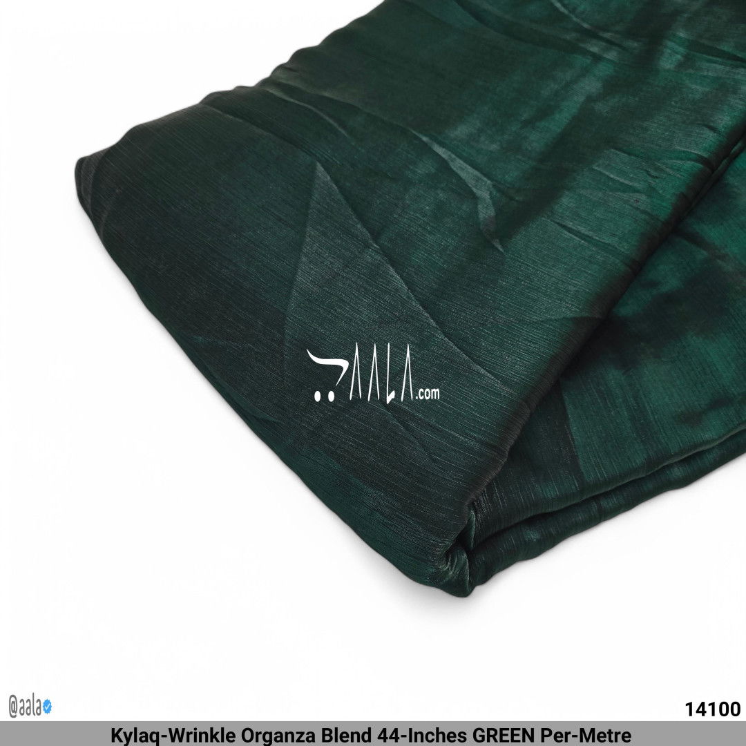 Kylaq-Wrinkle Organza Blend 44-Inches GREEN Per-Metre #14100