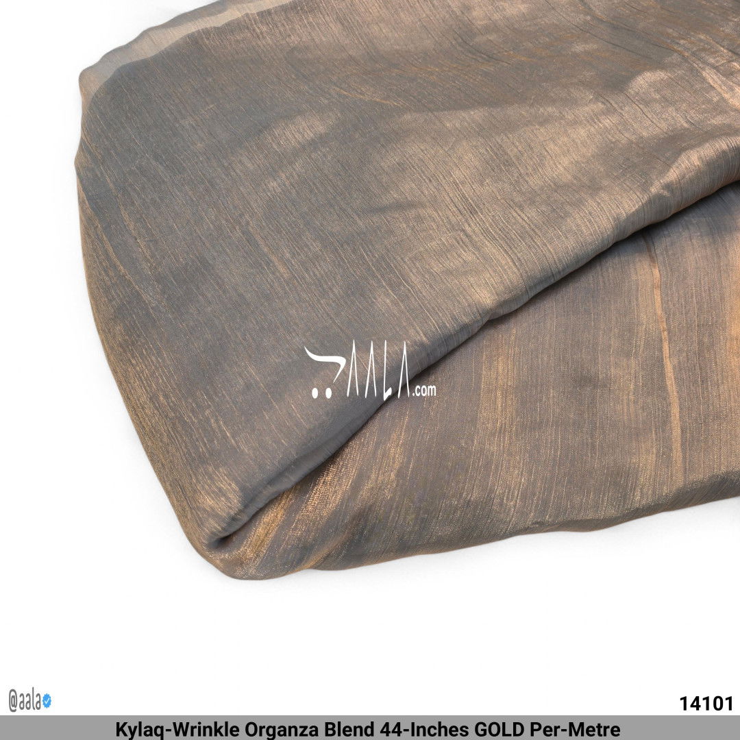 Kylaq-Wrinkle Organza Blend 44-Inches GOLD Per-Metre #14101