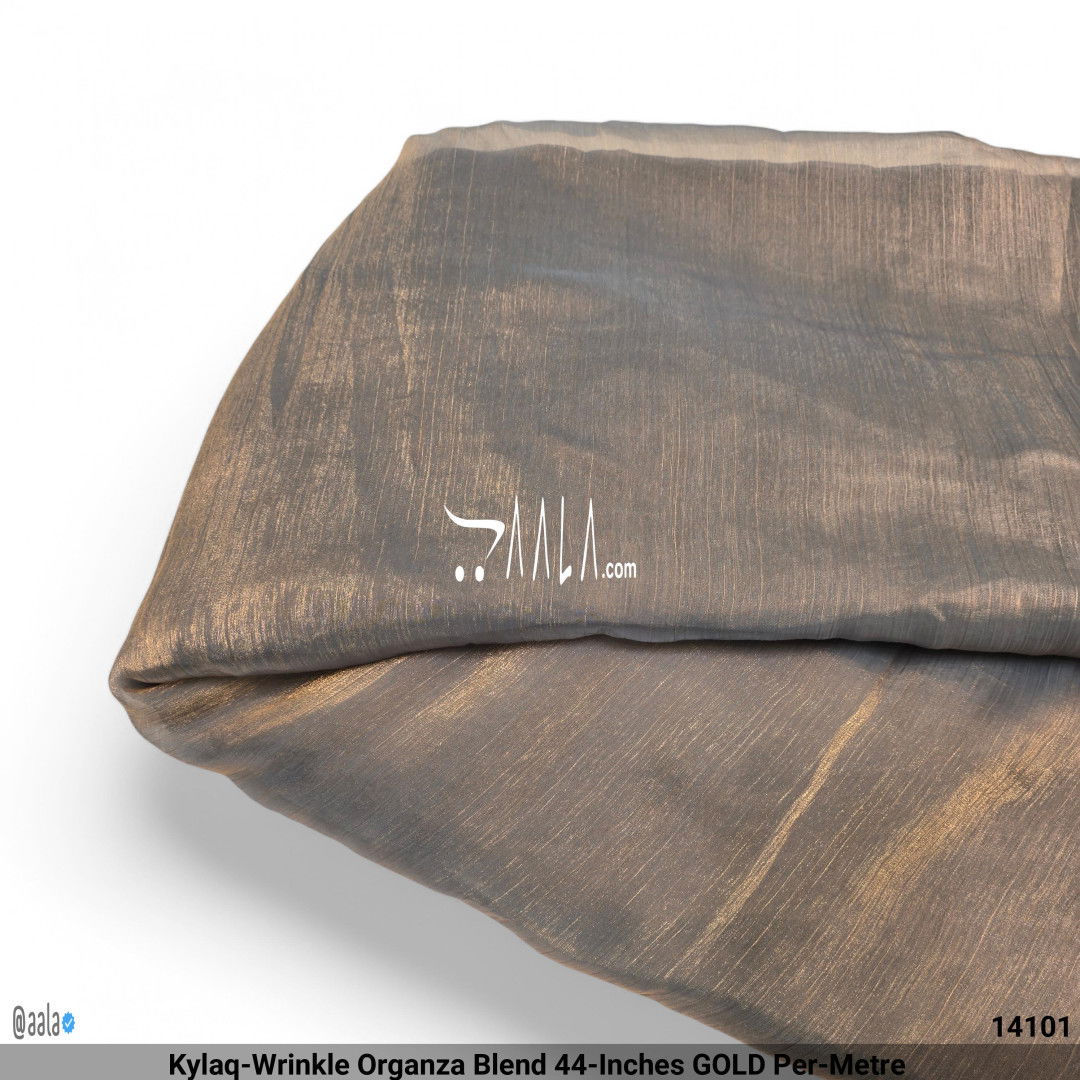 Kylaq-Wrinkle Organza Blend 44-Inches GOLD Per-Metre #14101
