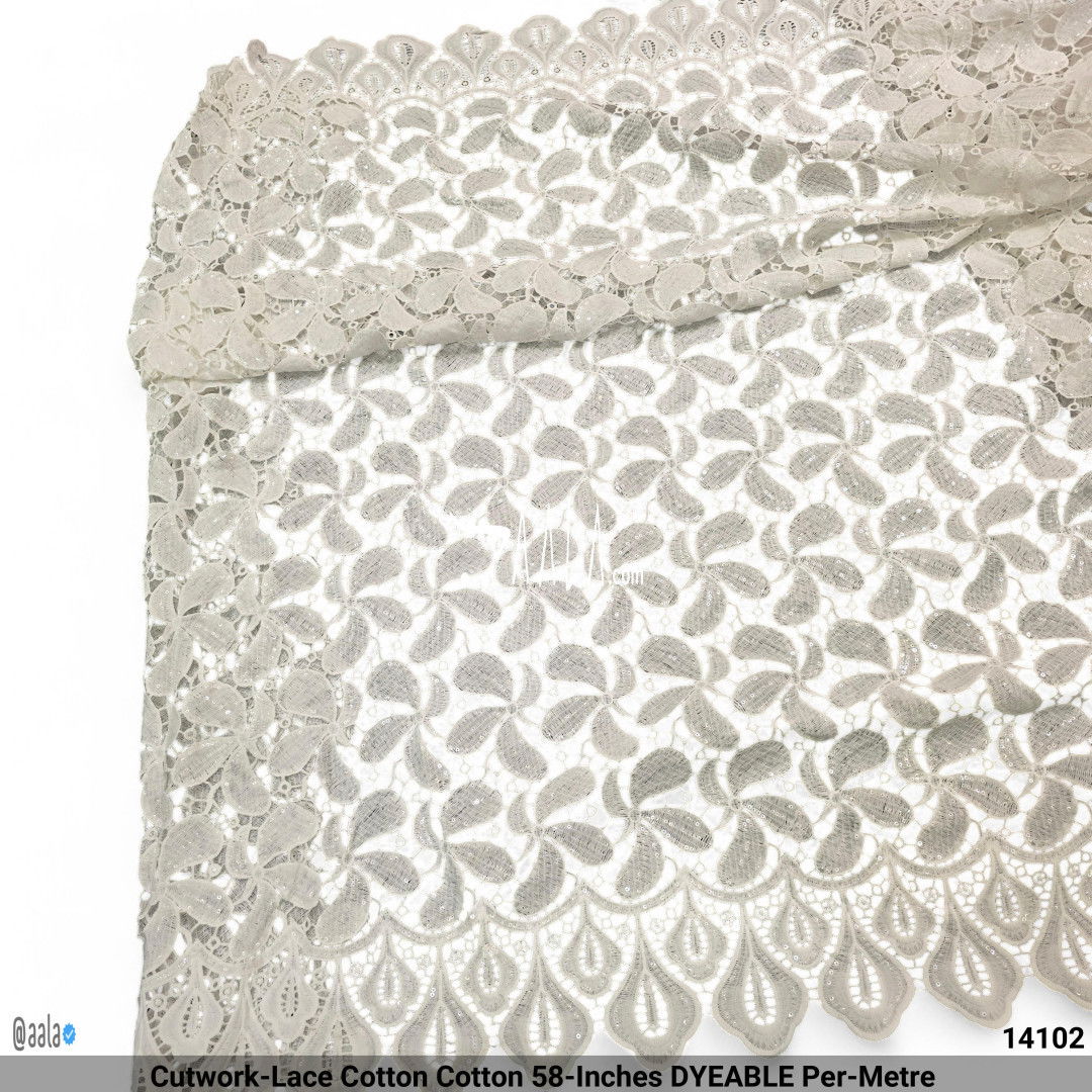 Cutwork-Lace Cotton Cotton 58-Inches DYEABLE Per-Metre #14102