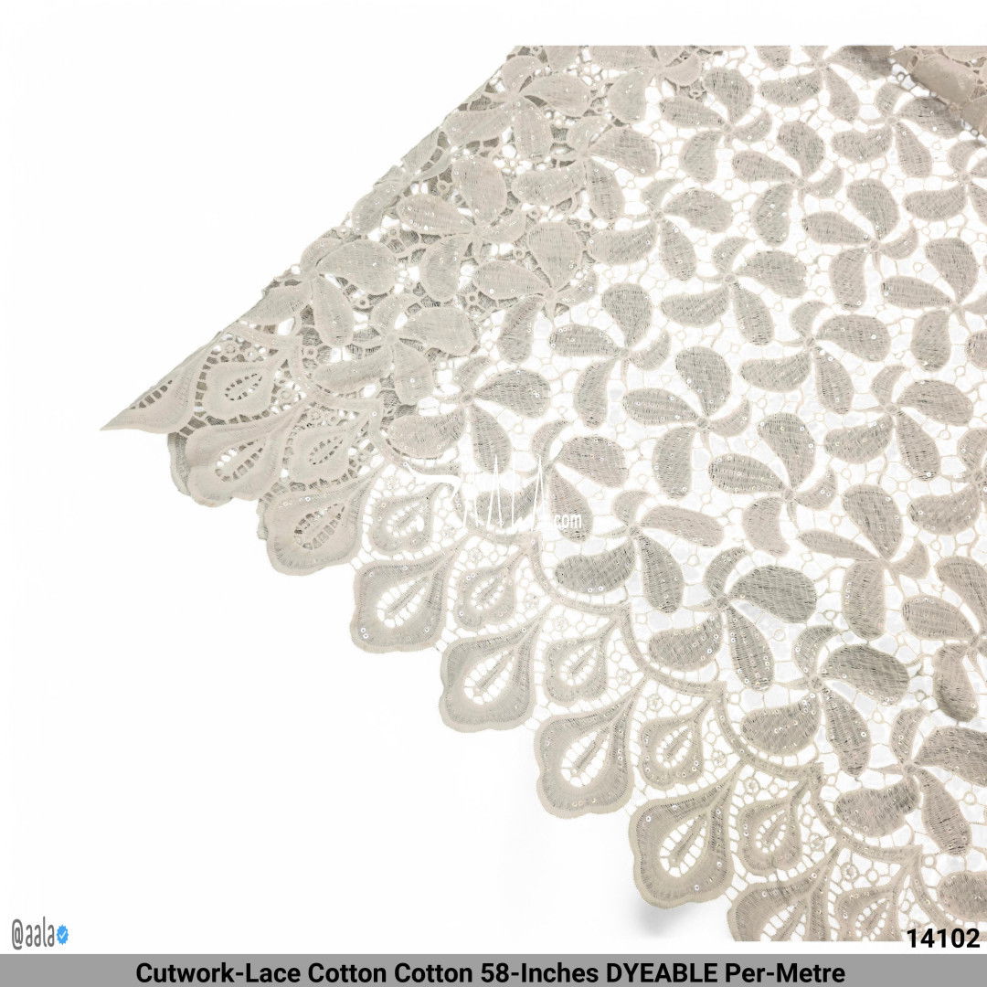 Cutwork-Lace Cotton Cotton 58-Inches DYEABLE Per-Metre #14102