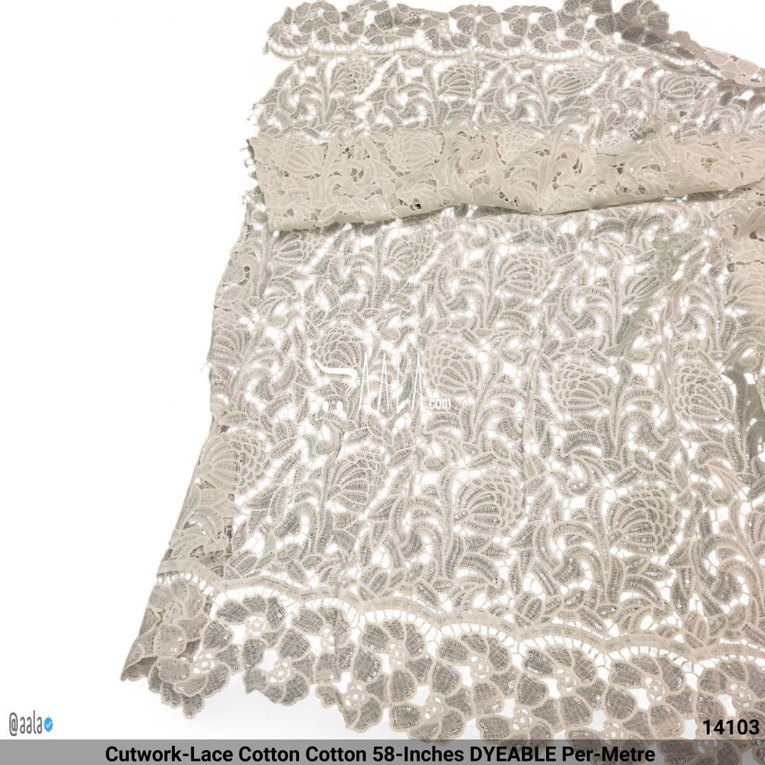 Cutwork-Lace Cotton Cotton 58-Inches DYEABLE Per-Metre #14103