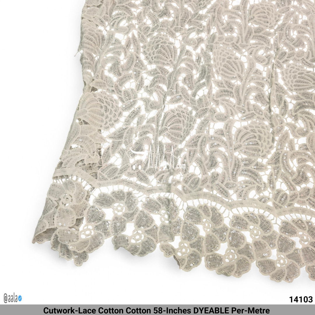 Cutwork-Lace Cotton Cotton 58-Inches DYEABLE Per-Metre #14103