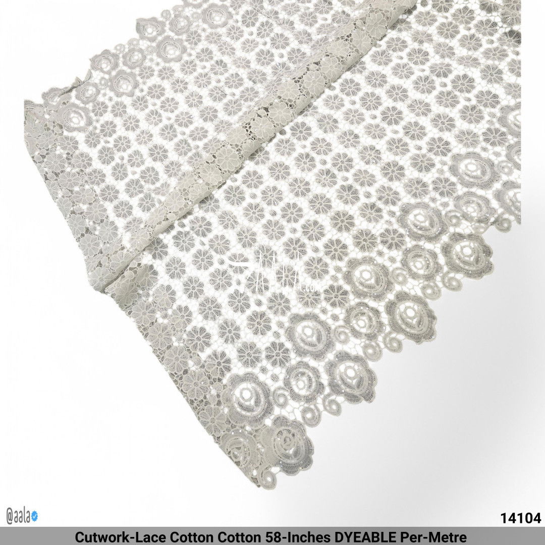 Cutwork-Lace Cotton Cotton 58-Inches DYEABLE Per-Metre #14104
