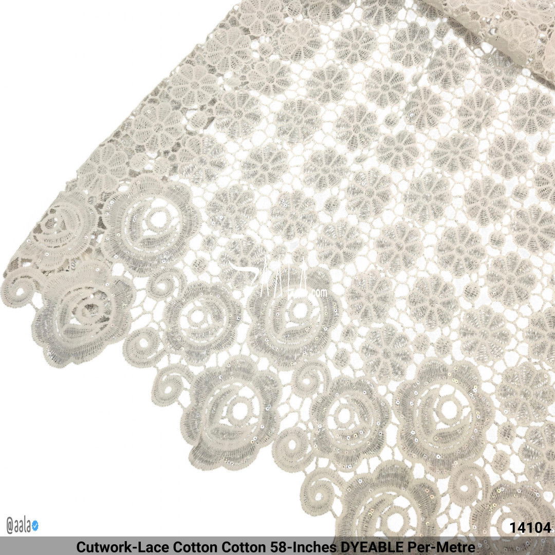 Cutwork-Lace Cotton Cotton 58-Inches DYEABLE Per-Metre #14104
