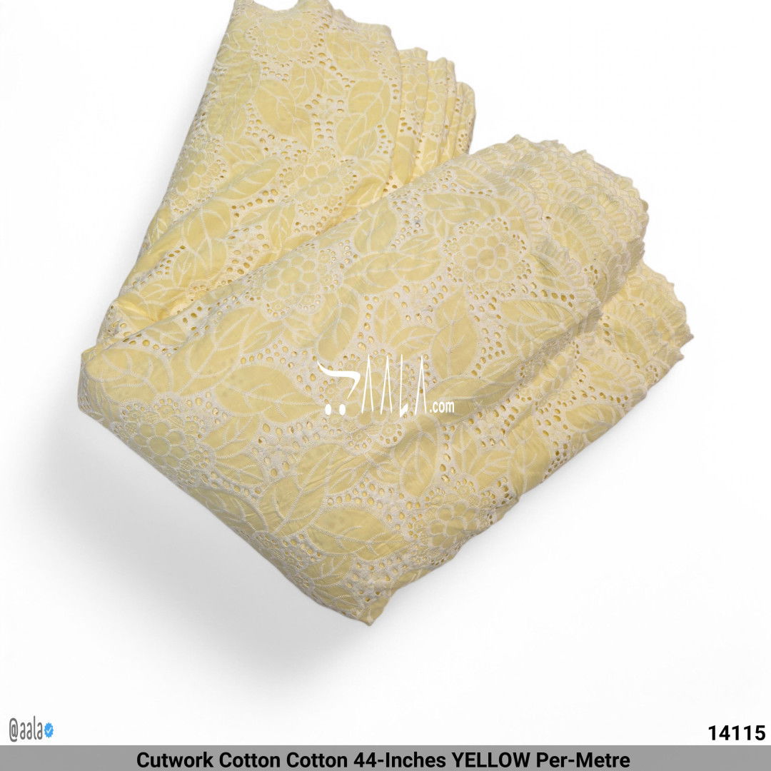Cutwork Cotton Cotton 44-Inches YELLOW Per-Metre #14115