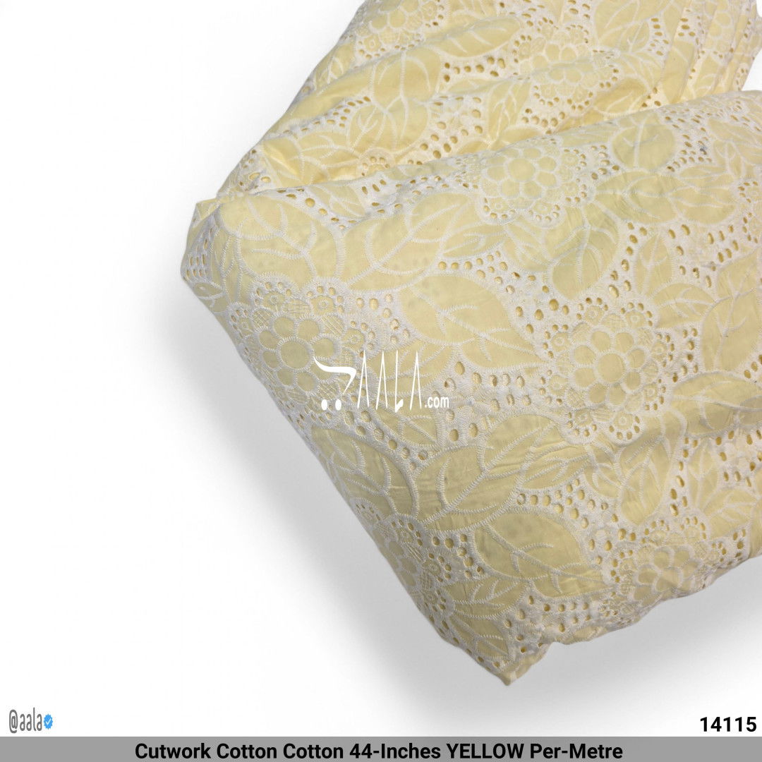 Cutwork Cotton Cotton 44-Inches YELLOW Per-Metre #14115