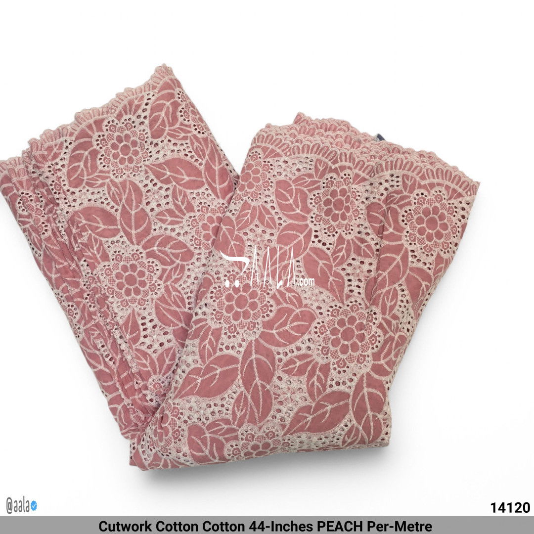 Cutwork Cotton Cotton 44-Inches PEACH Per-Metre #14120