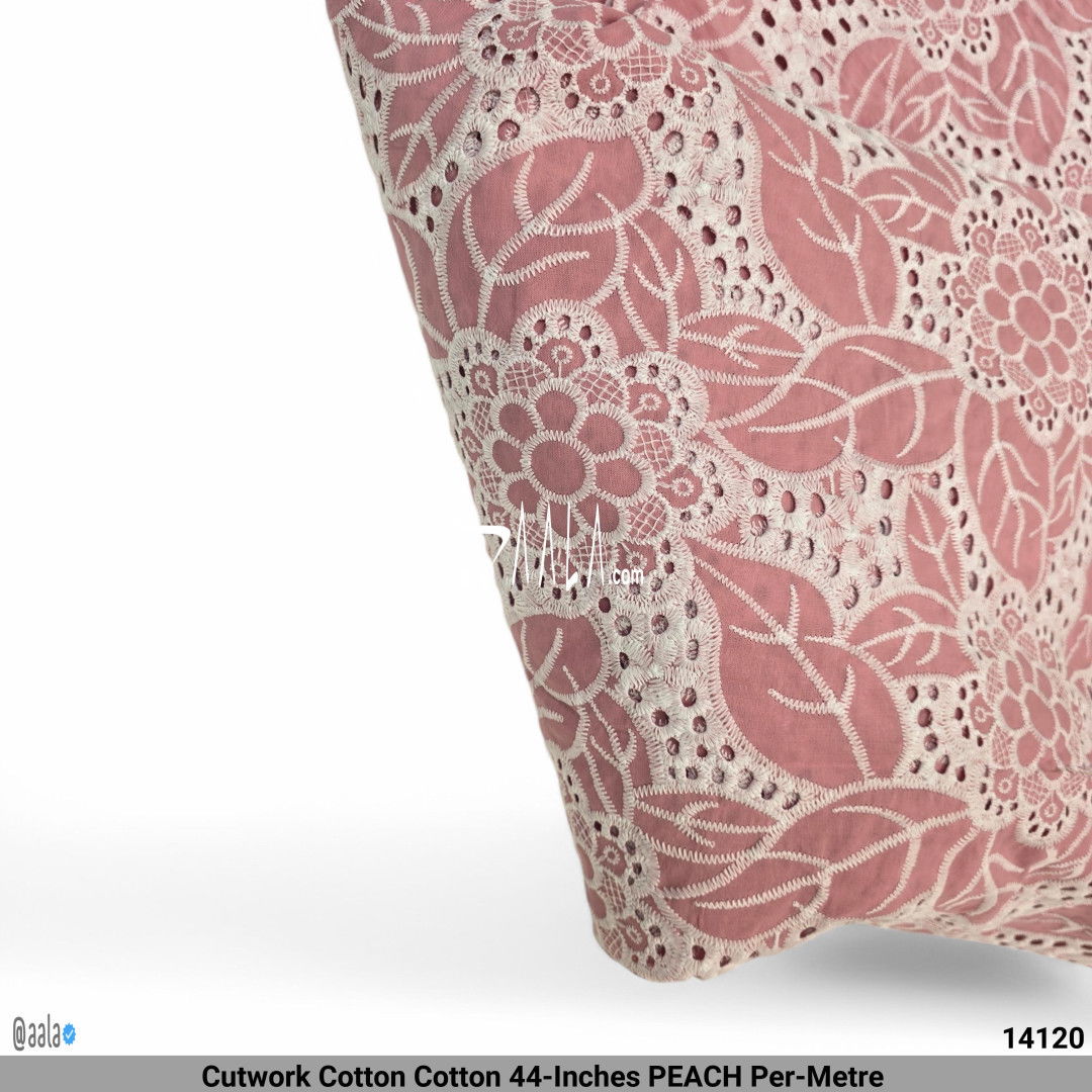 Cutwork Cotton Cotton 44-Inches PEACH Per-Metre #14120