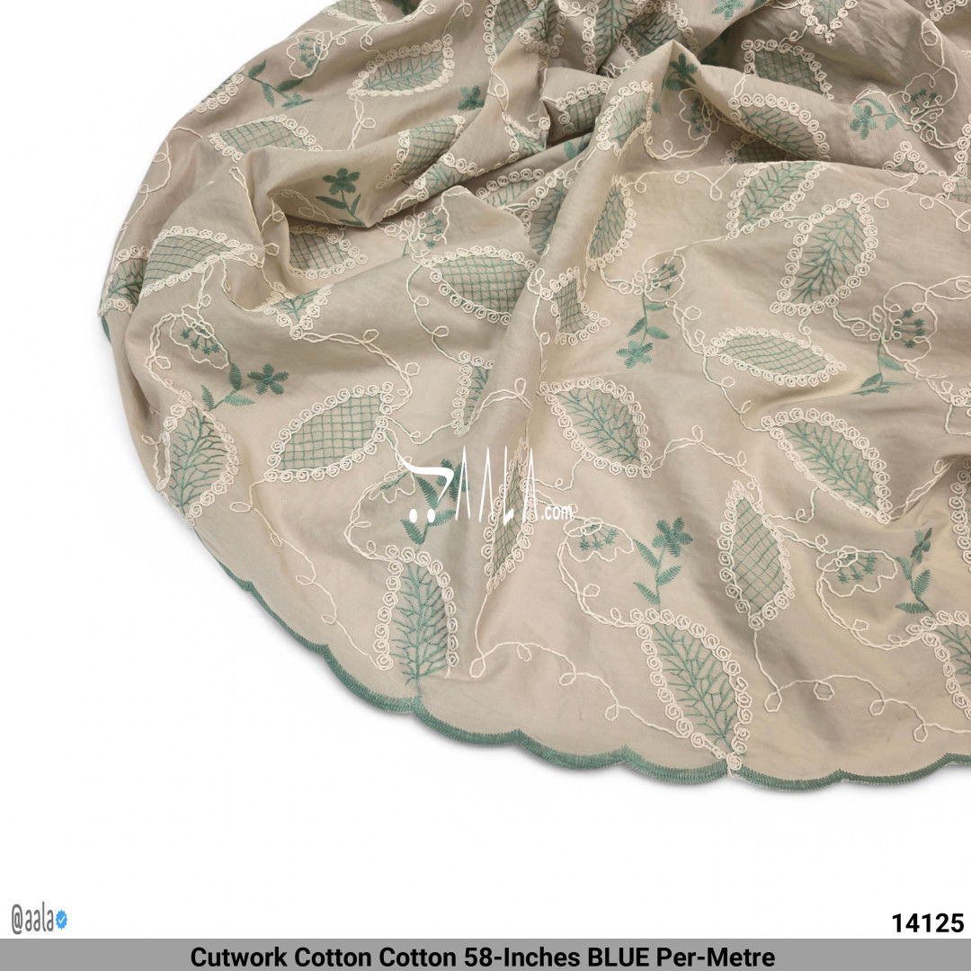 Cutwork Cotton Cotton 58-Inches BLUE Per-Metre #14125