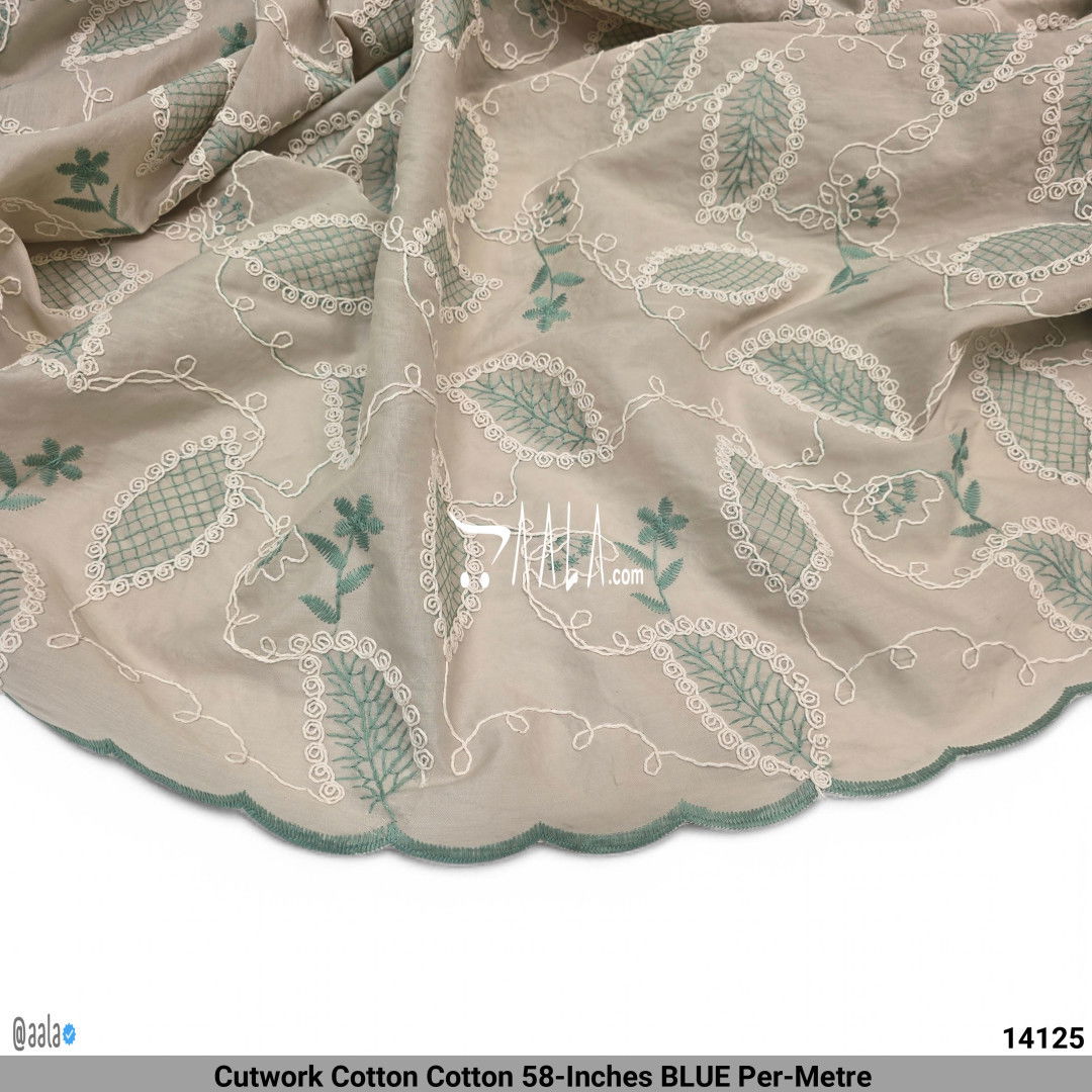 Cutwork Cotton Cotton 58-Inches BLUE Per-Metre #14125