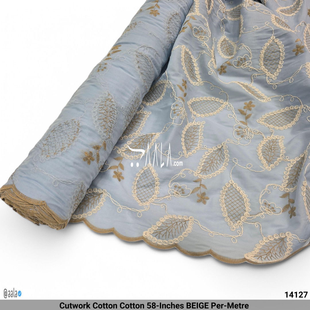 Cutwork Cotton Cotton 58-Inches BEIGE Per-Metre #14127