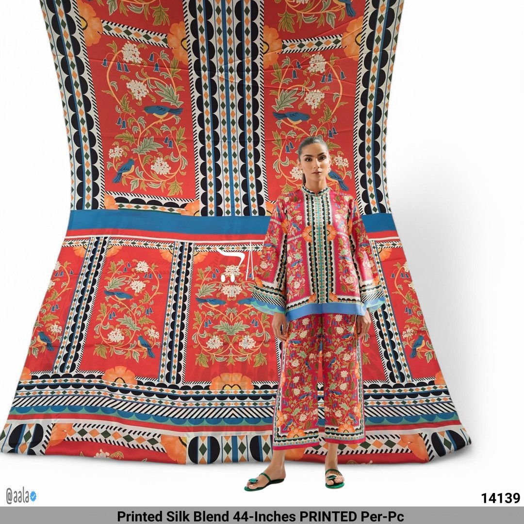 Printed Silk Blend 44-Inches PRINTED Per-Pc #14139