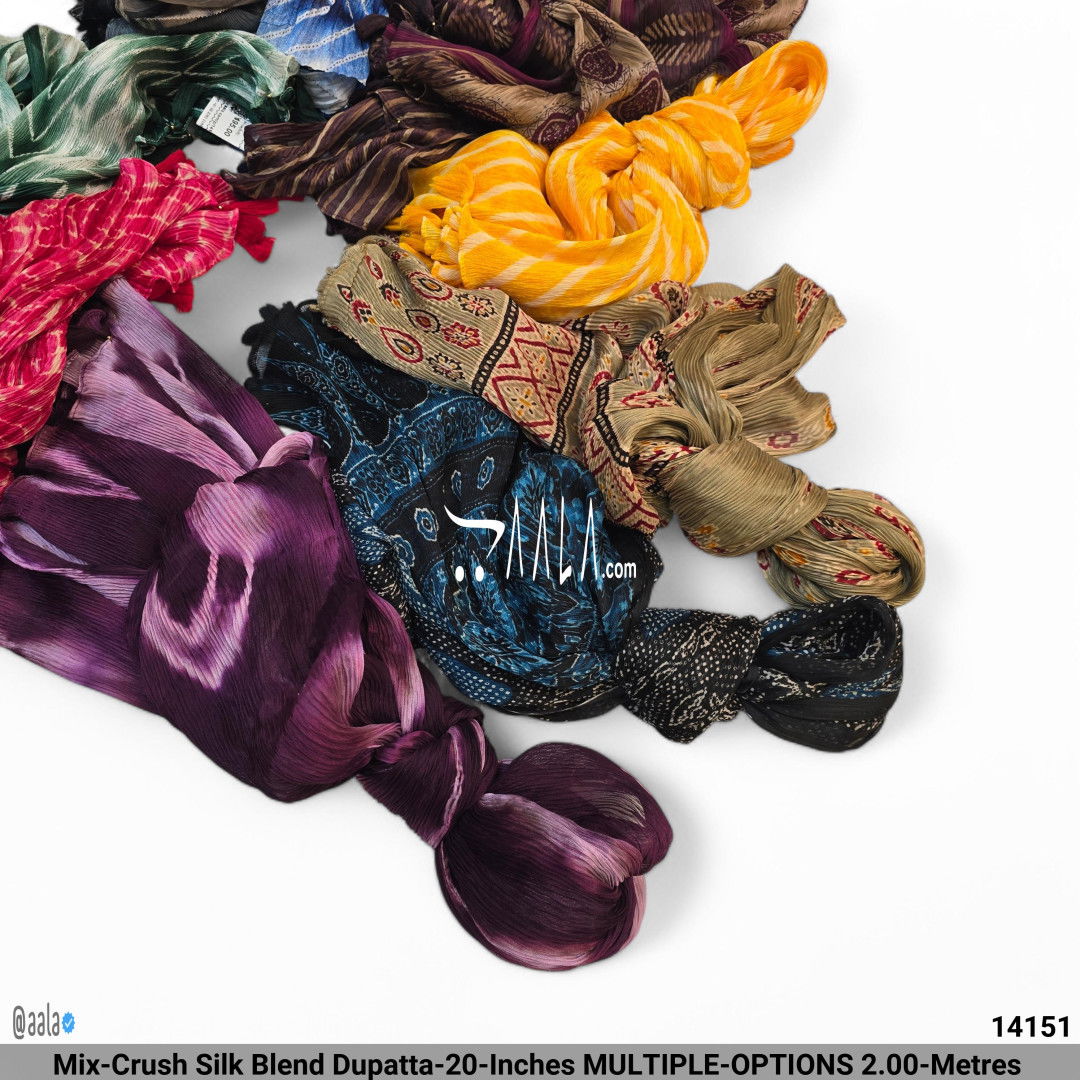 Mix-Crush Silk Blend Dupatta-20-Inches MULTIPLE-OPTIONS 2.00-Metres #14151