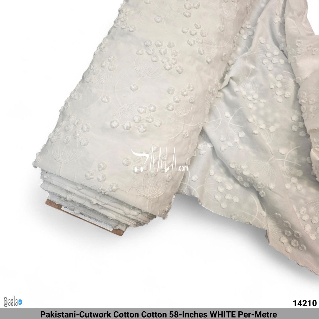 Pakistani-Cutwork Cotton Cotton 58-Inches WHITE Per-Metre #14210