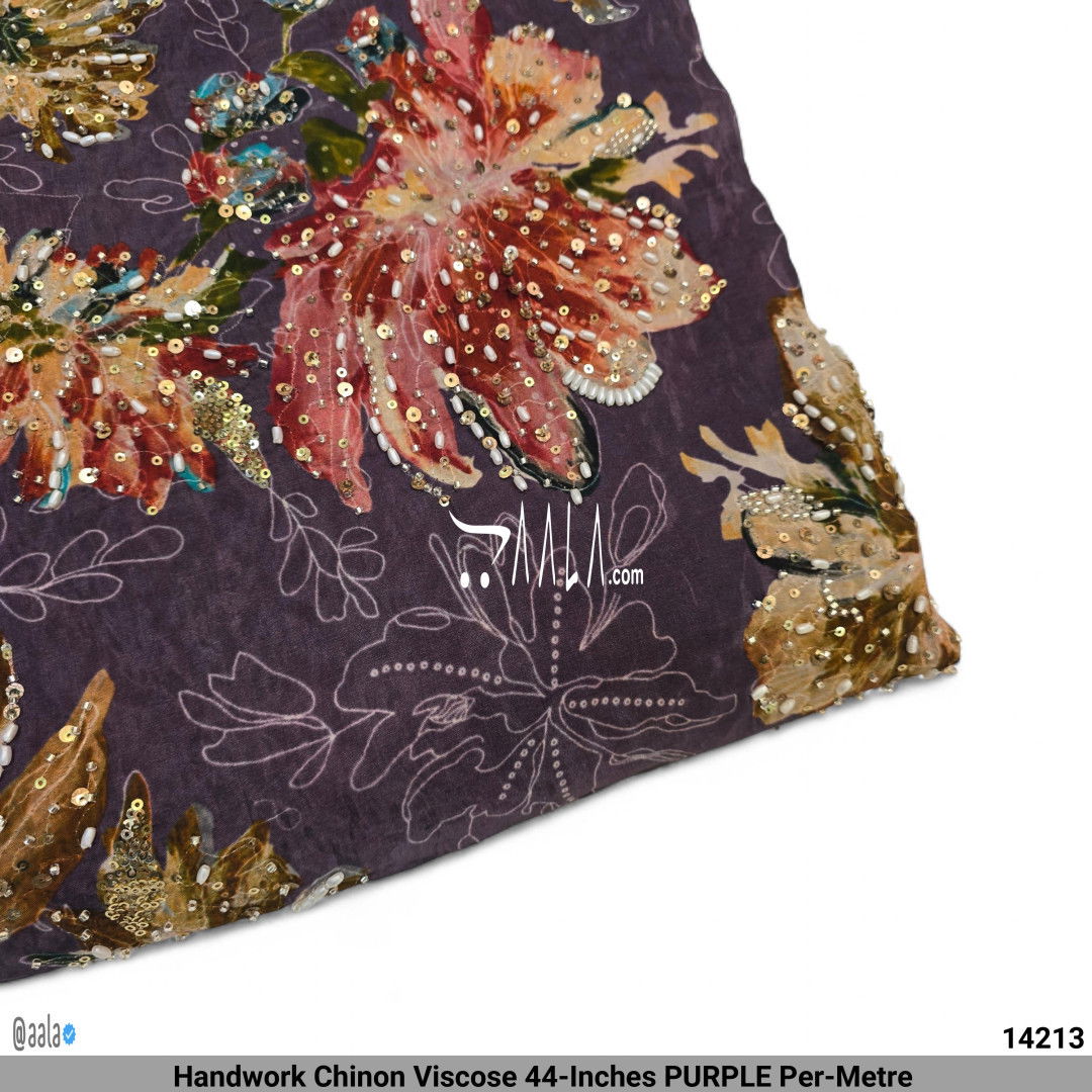 Handwork Chinon Viscose 44-Inches PURPLE Per-Metre #14213