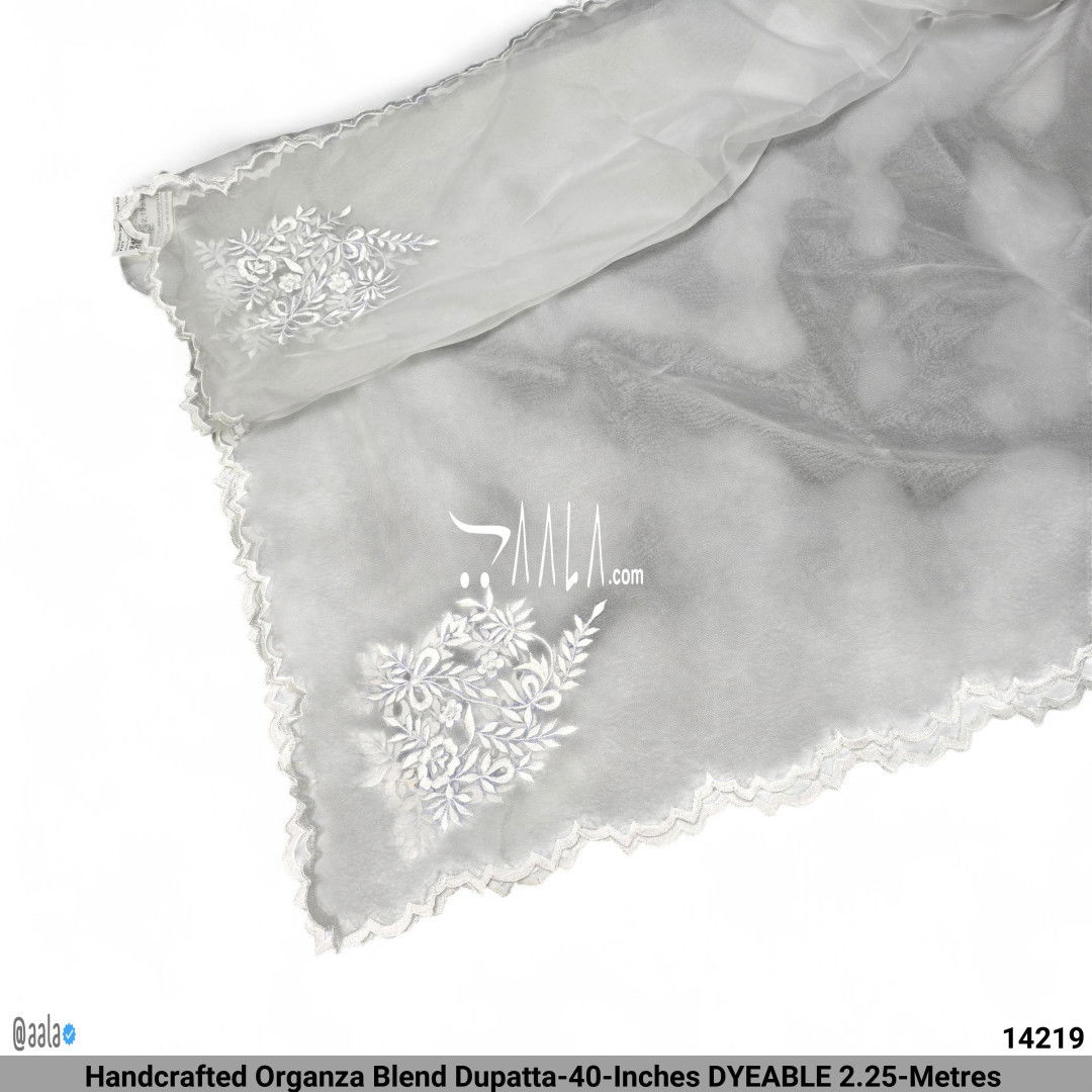 Handcrafted Organza Blend Dupatta-40-Inches DYEABLE 2.25-Metres #14219
