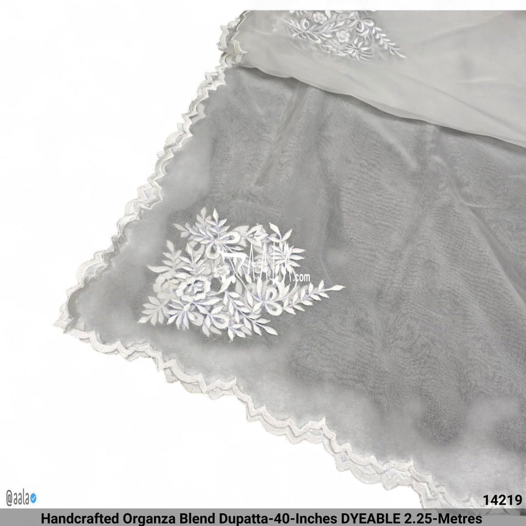 Handcrafted Organza Blend Dupatta-40-Inches DYEABLE 2.25-Metres #14219