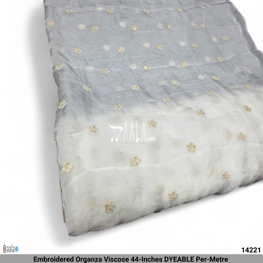 Embroidered Organza Viscose 44-Inches DYEABLE Per-Metre #14221