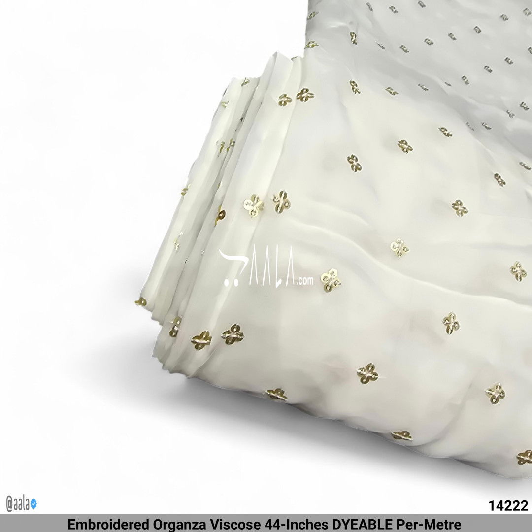 Embroidered Organza Viscose 44-Inches DYEABLE Per-Metre #14222