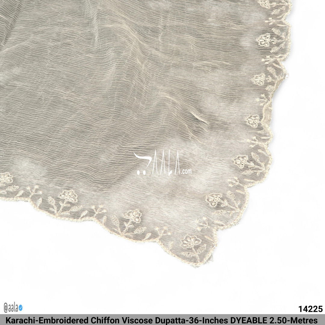 Karachi-Embroidered Chiffon Viscose Dupatta-36-Inches DYEABLE 2.50-Metres #14225