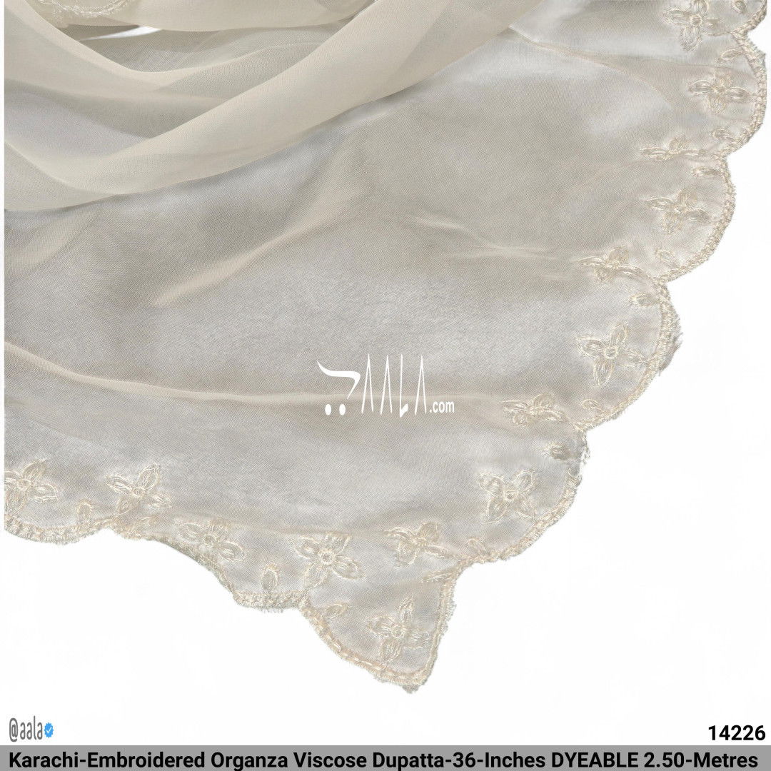 Karachi-Embroidered Organza Viscose Dupatta-36-Inches DYEABLE 2.50-Metres #14226