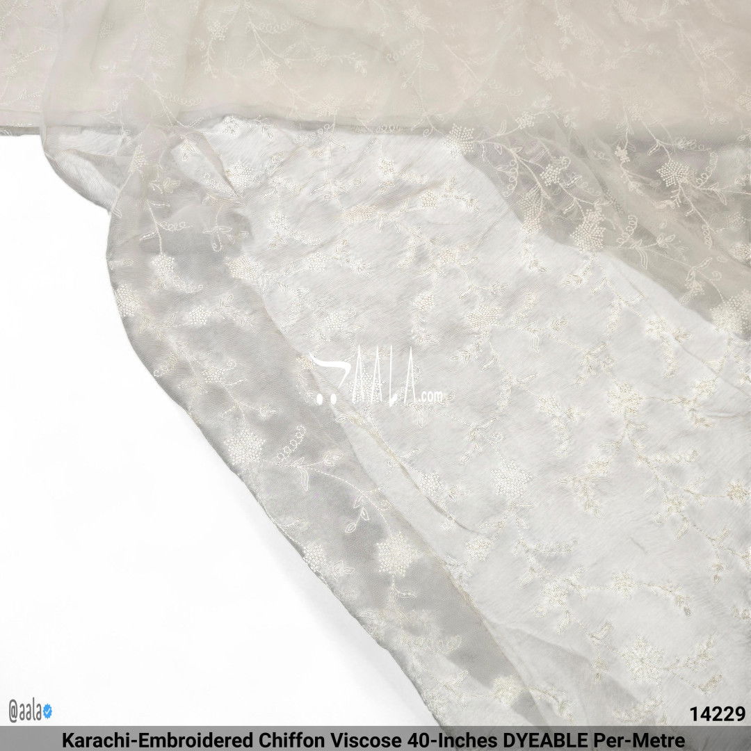 Karachi-Embroidered Chiffon Viscose 40-Inches DYEABLE Per-Metre #14229
