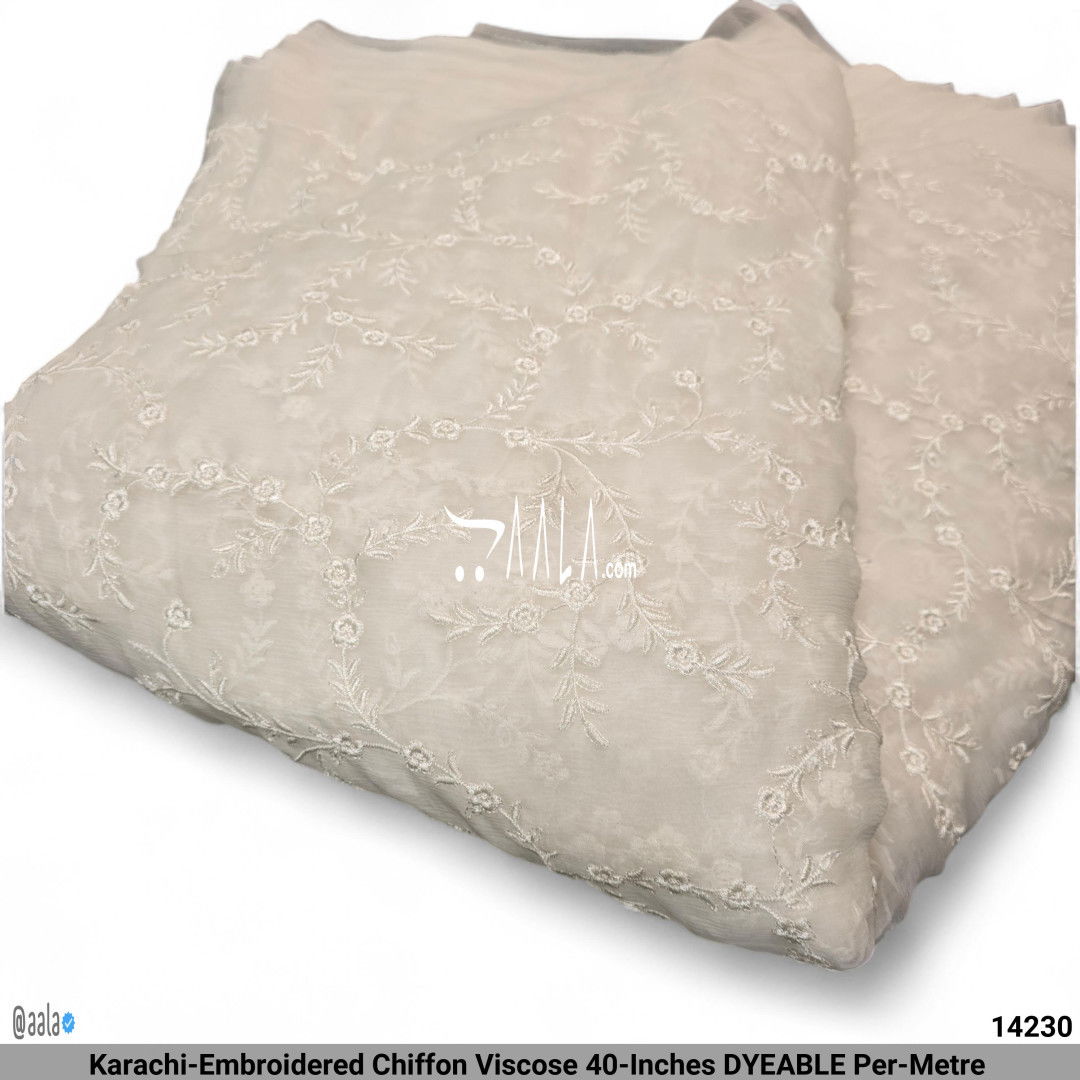 Karachi-Embroidered Chiffon Viscose 40-Inches DYEABLE Per-Metre #14230