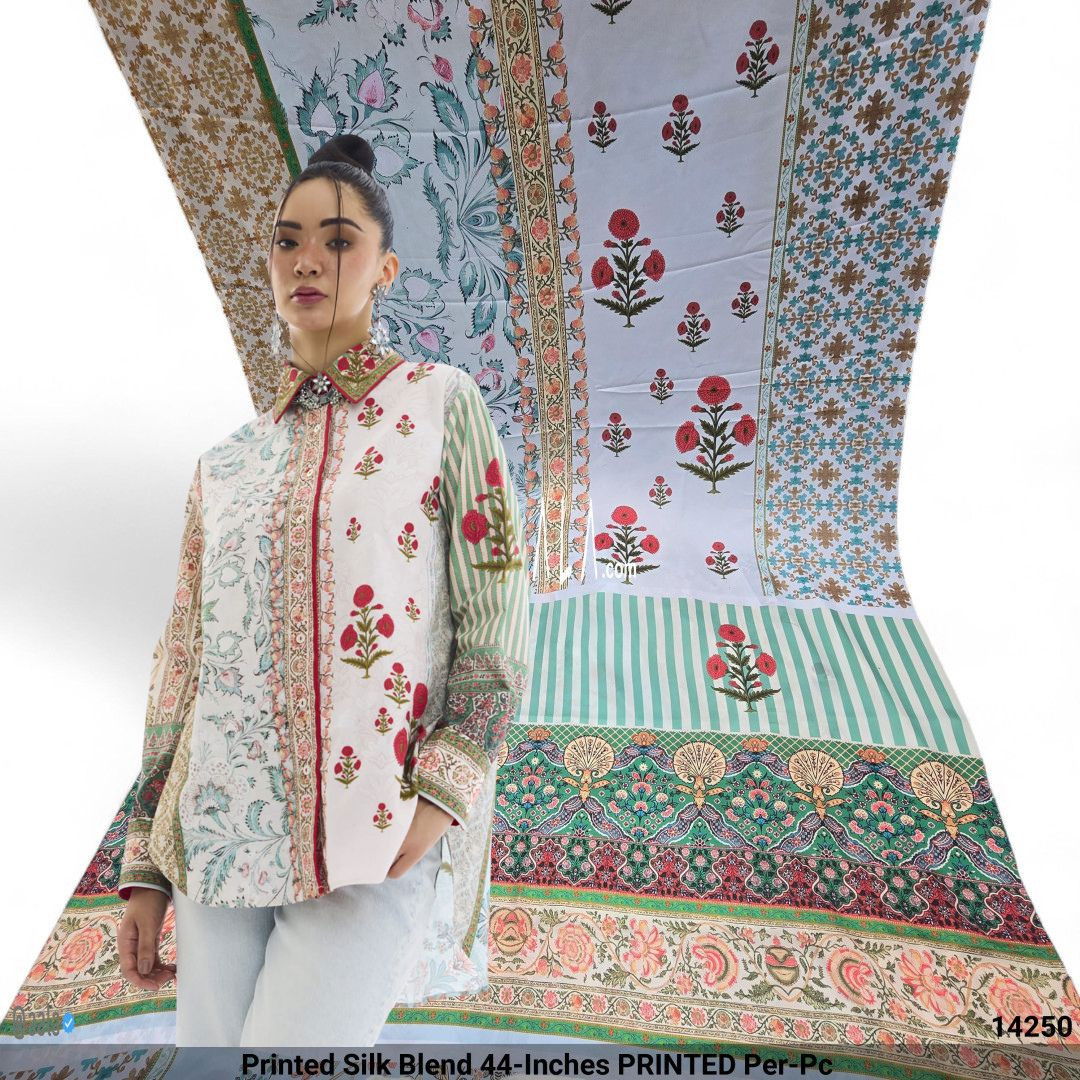 Printed Silk Blend 44-Inches PRINTED Per-Pc #14250